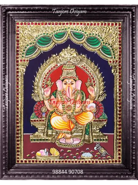 Handmade Lord Ganesha Tanjore painting